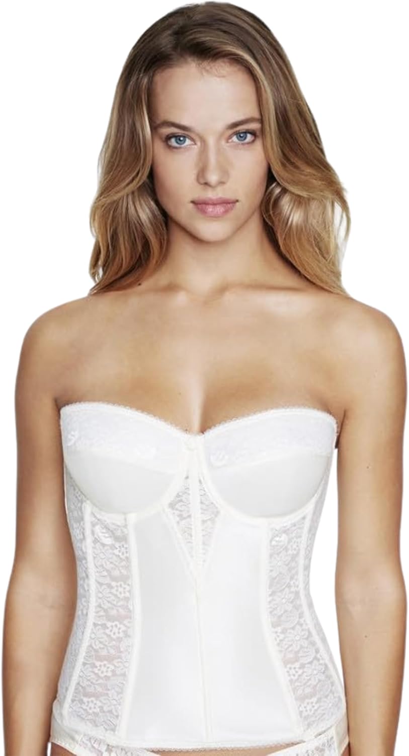 Dominique Womens Lace Longline Corset Bustier Bra #8949  Strapless Bra Seamless Full Figure Support - Lingerie for women