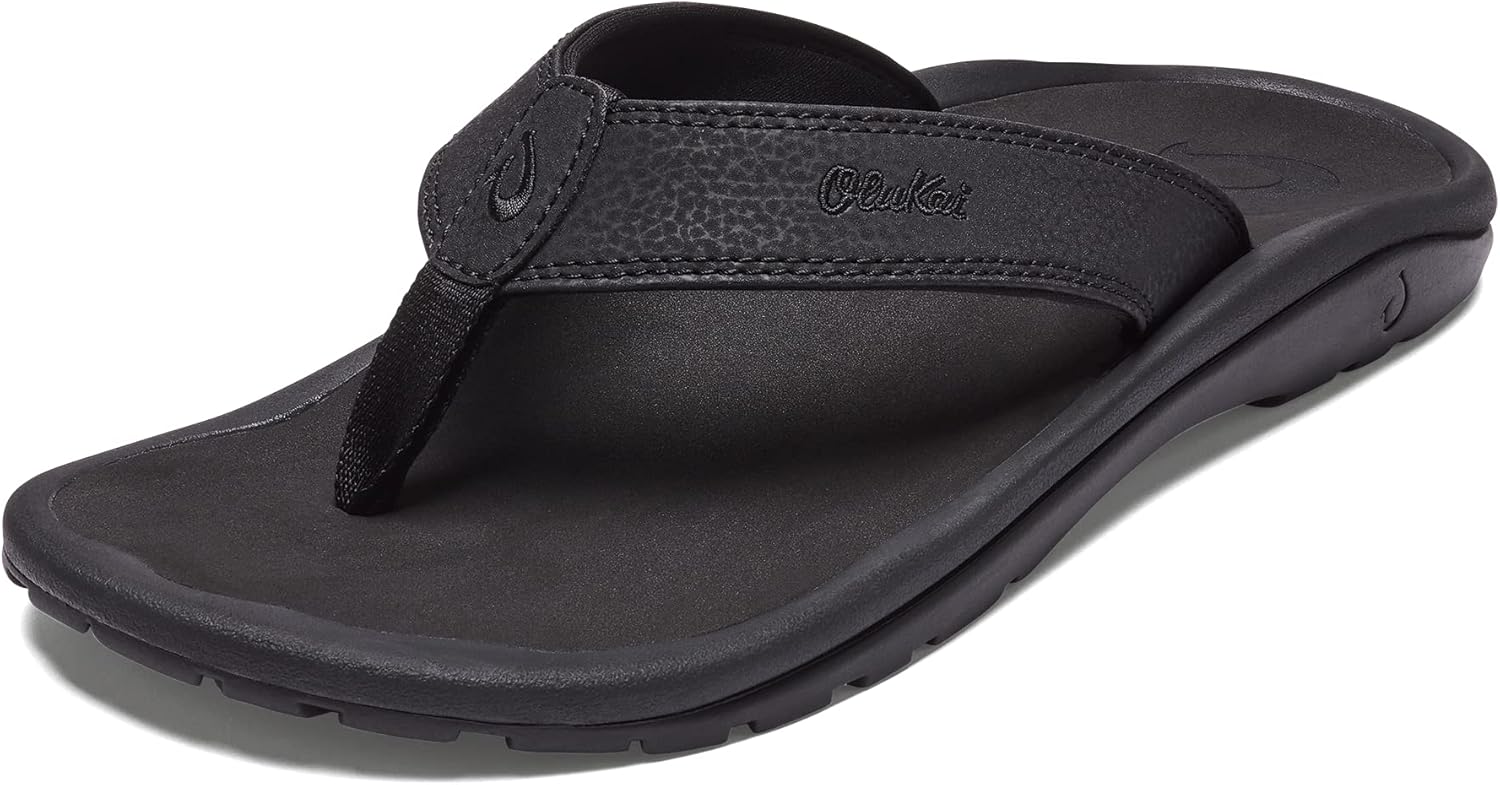 OLUKAI Ho'opio Hau Women's Beach Sandals, Quick-Dry Flip-Flop Slides, Water Resistant Suede Lining & Wet Grip Soles, Soft Comfort Fit & Arch Support