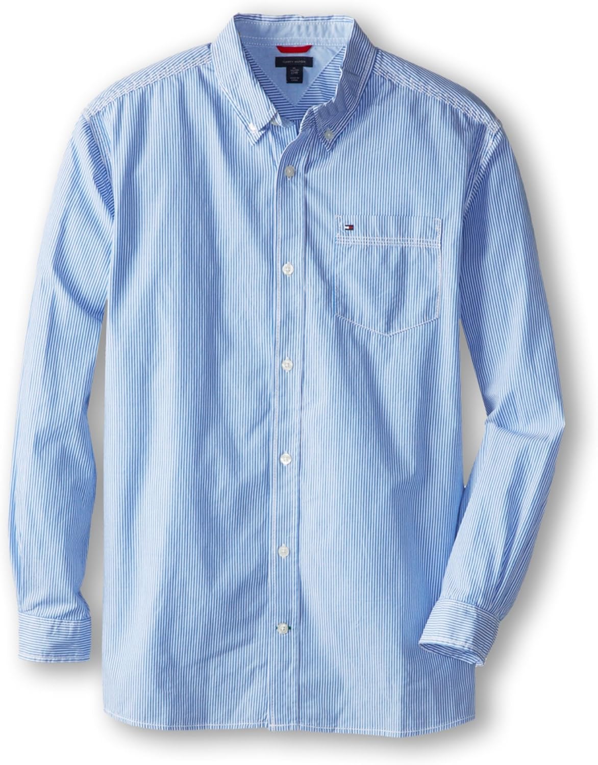 Tommy Hilfiger Boys' Long Sleeve Woven Button-down Shirt, Lightweight & Breathable