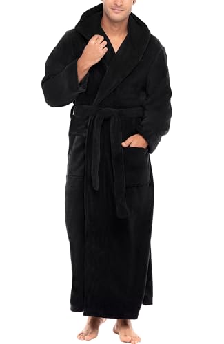 Alexander Del Rossa Mens Robe with Hood (Black)