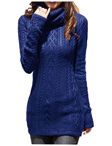 v28 Women Polo Neck Long Slim Fitted Dress Bodycon Turtleneck Cable Knit Sweater