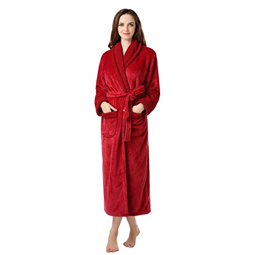 Richie House Women's Plush Soft Warm Fleece Bathrobe Robe RH1591 (B00XAWMNI2) - Premium Option