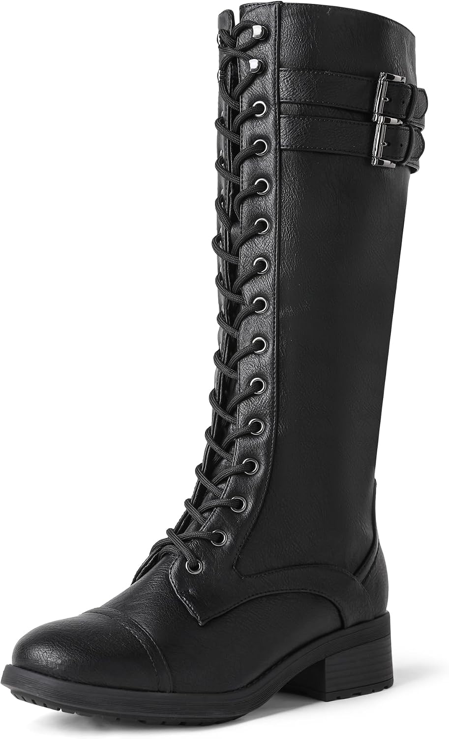 DREAM PAIRS Women's Pu Knee High Riding Combat Boots (ASIN B00Y8X60Q8)