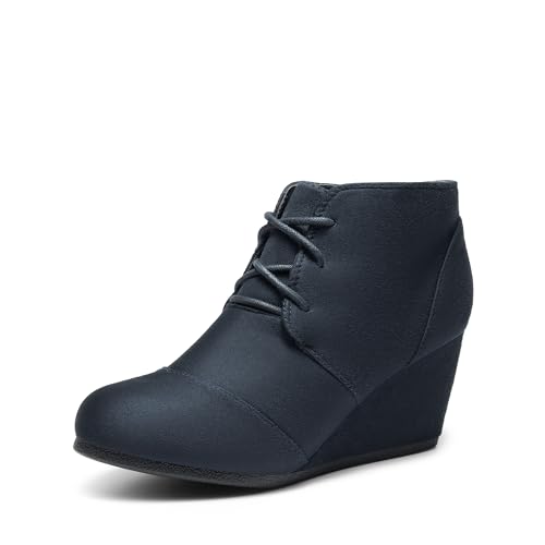 DREAM PAIRS Women's Wedge Boots Casual Fashion Lace Up Low Heel Ankle Booties Shoes