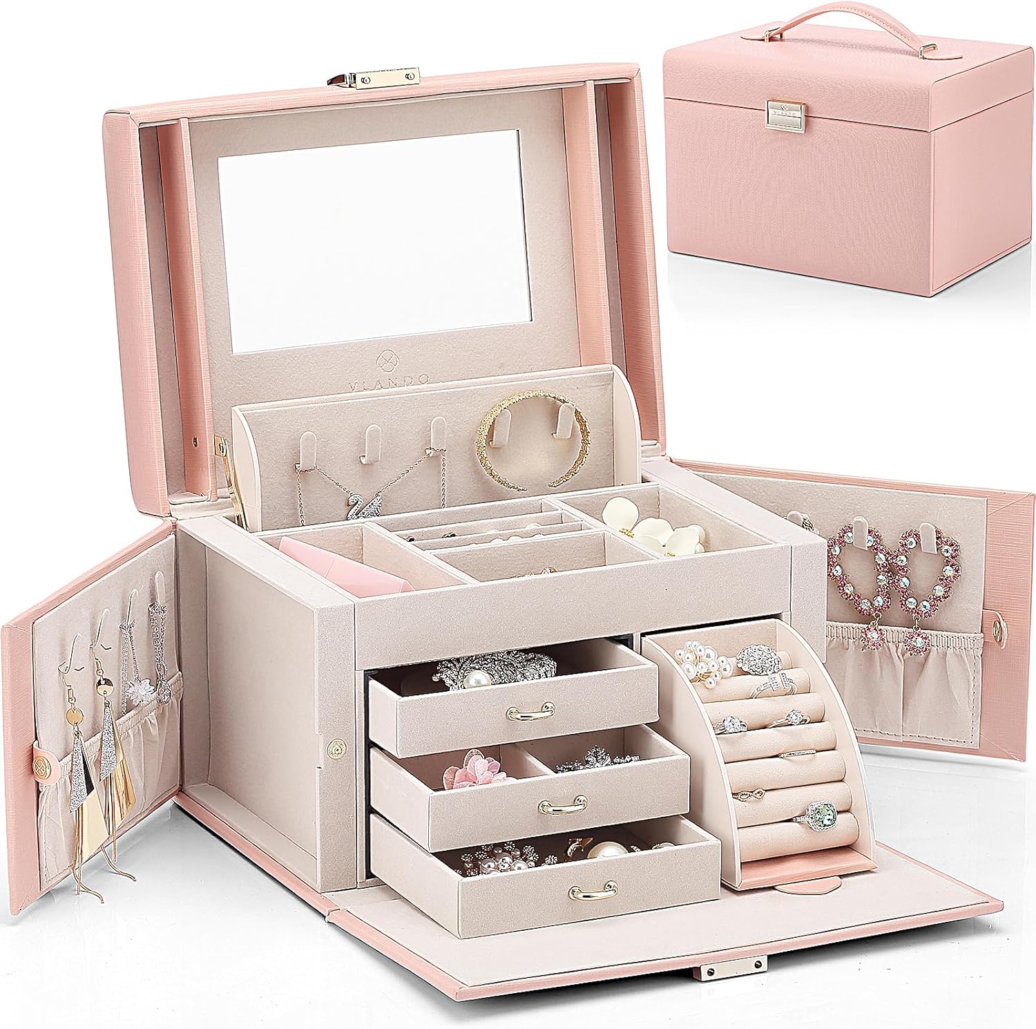 Vlando Jewelry Box Organizer (Pink)