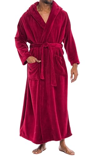 Alexander Del Rossa Plush Fleece Hooded Robe