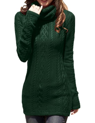 v28 Women Polo Neck Long Slim Fitted Dress Bodycon Turtleneck Cable Knit Sweater