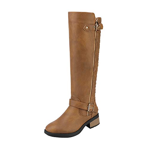 DREAM PAIRS Women's Knee High Boots Wide Calf Low Heel Riding Boots Fall Tall Boots for Women