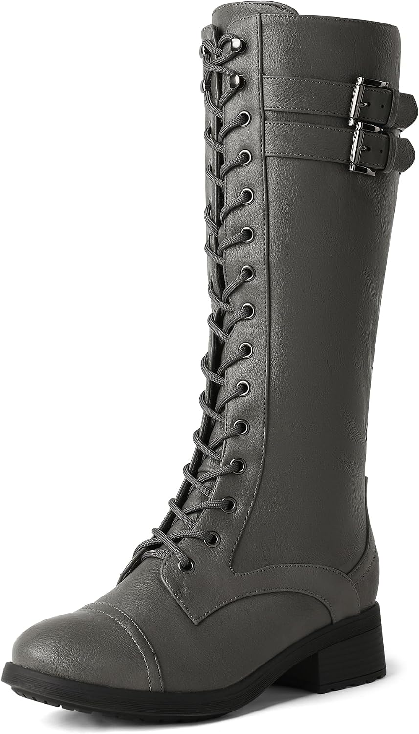 DREAM PAIRS Women's Pu Knee High Riding Combat Boots