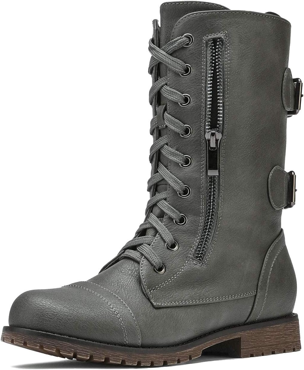 DREAM PAIRS Women's Mid Calf Combat Boots