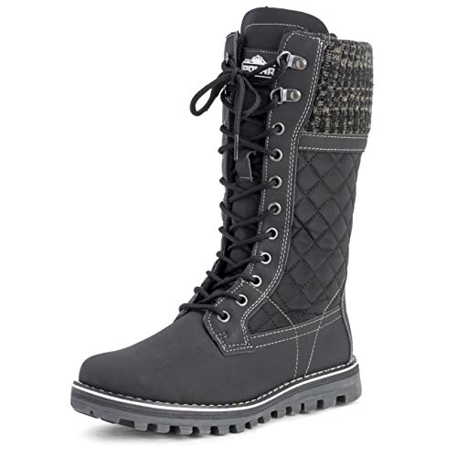 POLAR Womens Faux Fur Warm Thermal Waterproof Outdoor Walking Snow Winter Rubber Sole Calf Boots