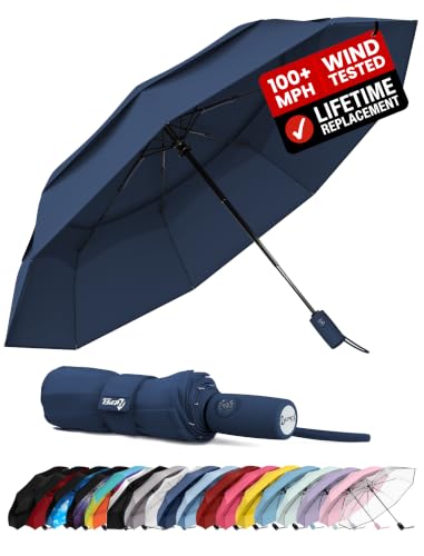 REPEL Windproof Travel Umbrella - Compact & Withstands Winds up to 85MPH , Strongest Premium Auto Folding Umbrella for Rain and Sun - Durable, Light & Portable for Women & Men , Fits Backpack & Cars