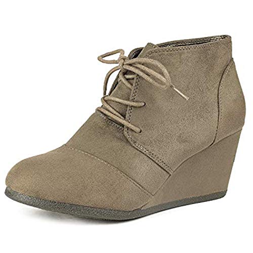 DREAM PAIRS Women's Wedge Boots Casual Fashion Lace Up Low Heel Ankle Booties Shoes