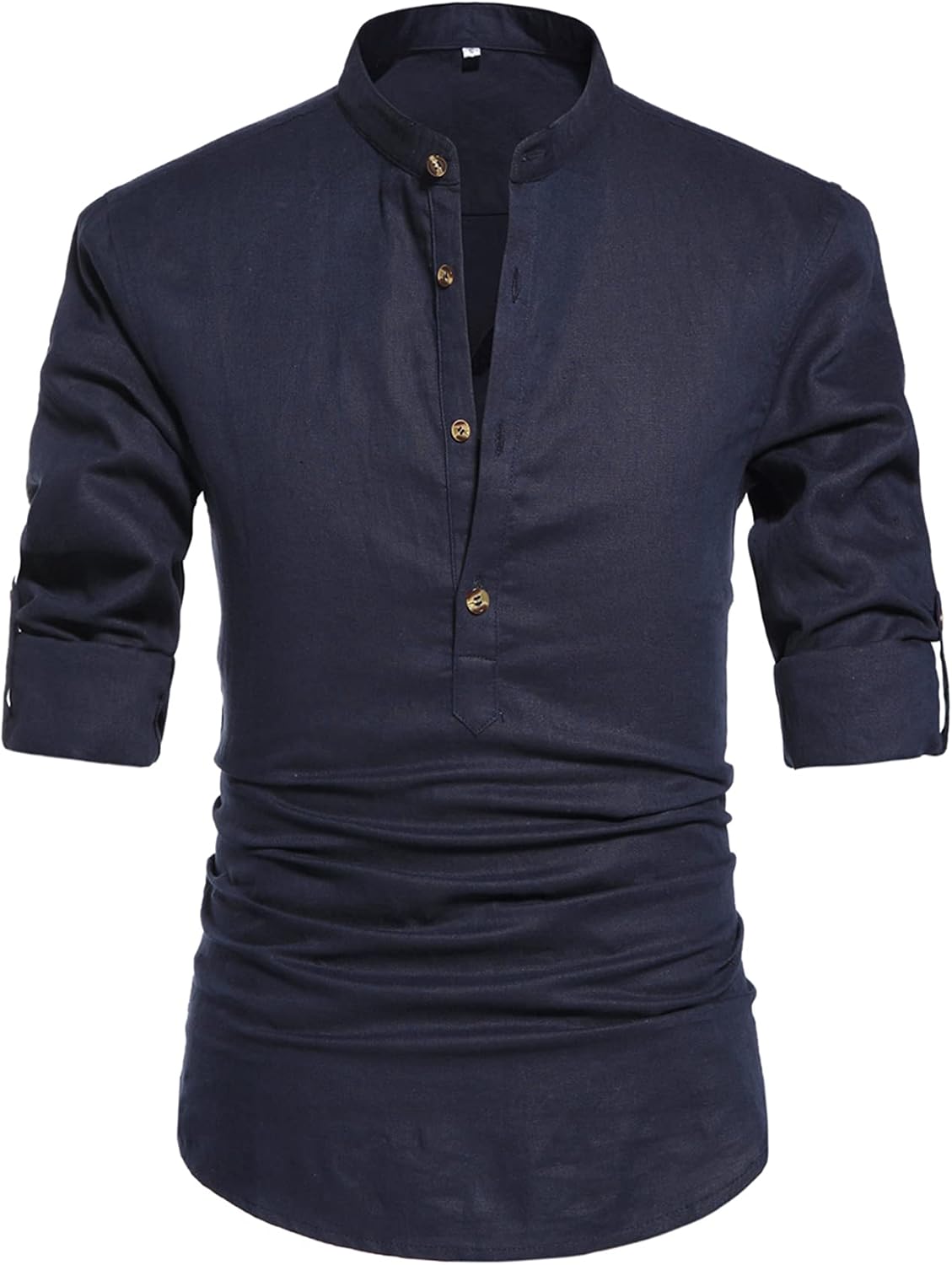 NITAGUT Men Henley Neck Linen Shirt