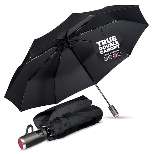 LifeTek Premium Travel Umbrella - Windproof & Compact for Men & Women, Automatic Open Close, Fits in Purse Laptop Bag or Backpack, Strong Frame for Heavy Rain & Sun UV Protection