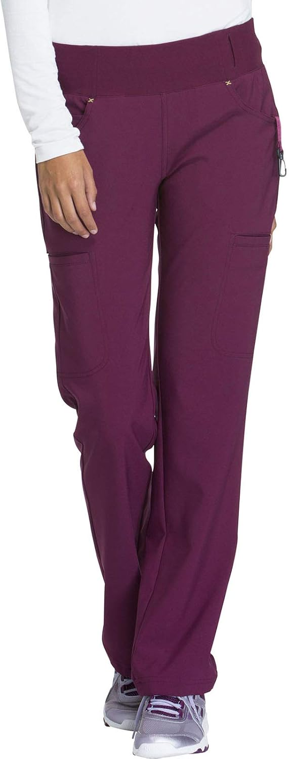 Cherokee Scrubs for Women Mid Rise Straight Leg Scrub Pants For Women Pull-on Bottoms with 6 Pockets & 360 Stretch - CK002