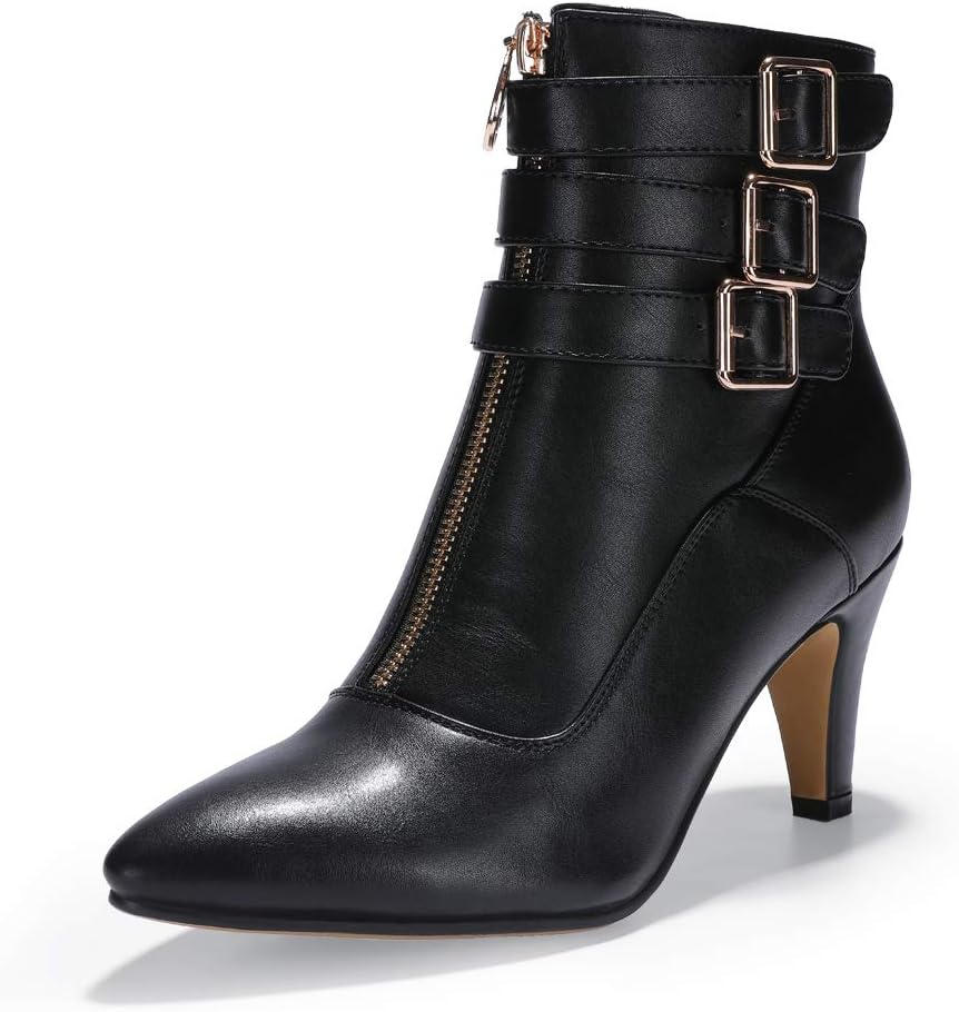 IDIFU Pointed Toe Two Strap Ankle Booties