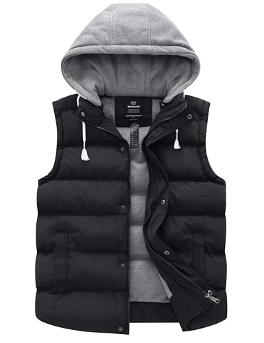 wantdo Women's Quilted Puffer Vest Thicken Warm Winter Coat with Removable Hood