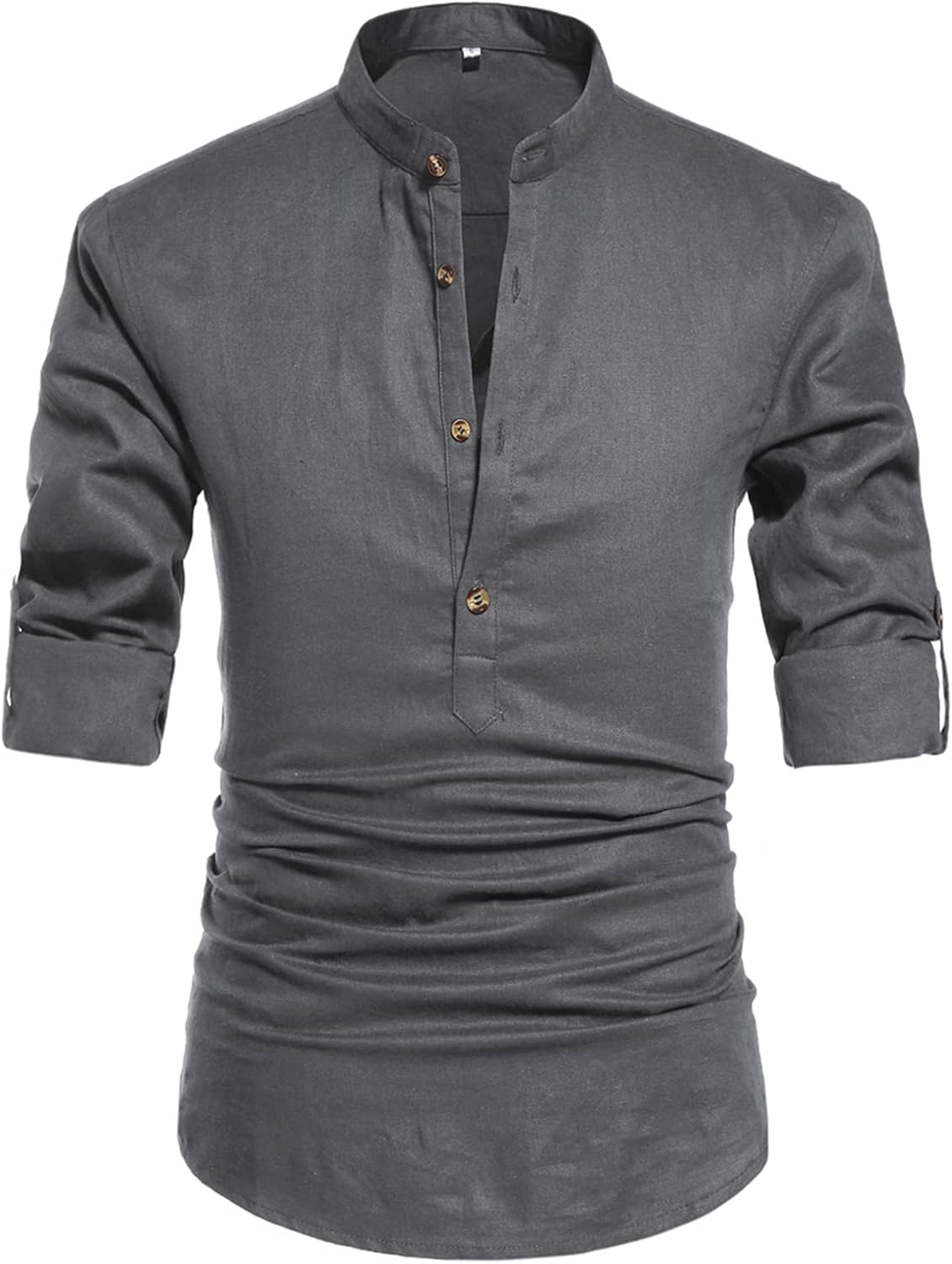 NITAGUT Men Henley Neck Long Sleeve Daily Look Linen Shirts