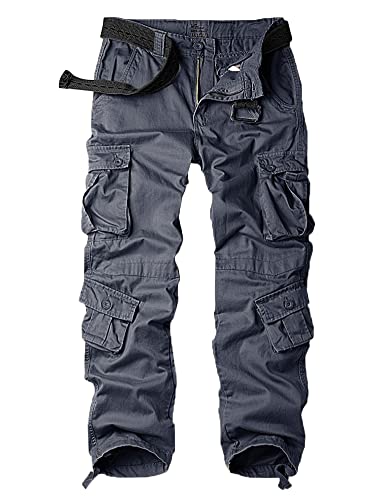 AKARMY Men's Camo Cargo Work Pants Cotton Military Army Casual Tactical Wild Combat Pants with 8 Pockets