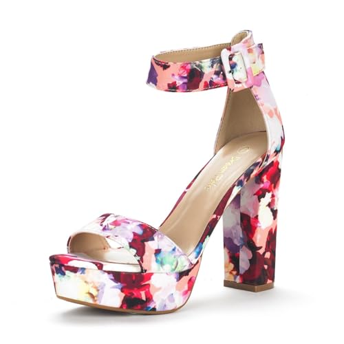 DREAM PAIRS Women's Platform Heel Sandals, Open Toe Ankle Strap Heel Fashion Wedding Party Dress Sandals Shoes