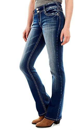 WallFlower Luscious Curvy Bootcut Jeans for Women Mid-Rise Insta Stretch Denim, Size Inclusive Juniors Jeans, Sizes 0 to 24