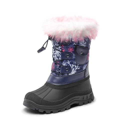 DREAM PAIRS Boys Girls Snow Boots Water-Resistant Outdoor Warm Cozy Anti-Slip Mid Calf Faux Fur Lining Insulated Winter Shoes for Little/Big Kids
