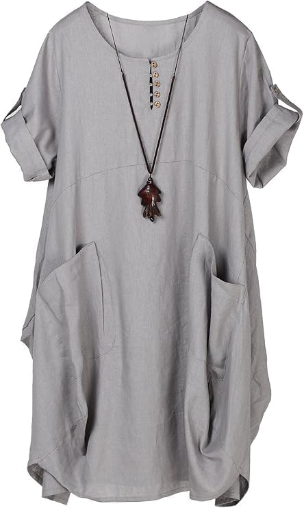 Minibee Women's Ruffle Oversize Casual Midi Dresses with Pockets