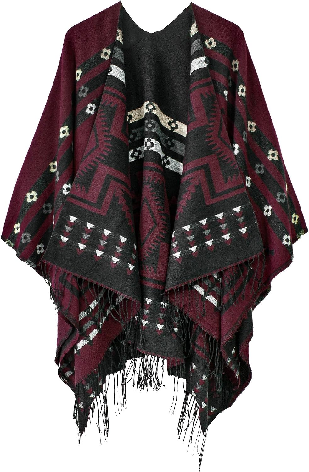 Urban CoCo Printed Tassel Poncho
