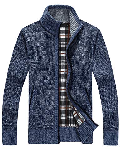 Yeokou Men's Full Zip Thick Knit Cardigan
