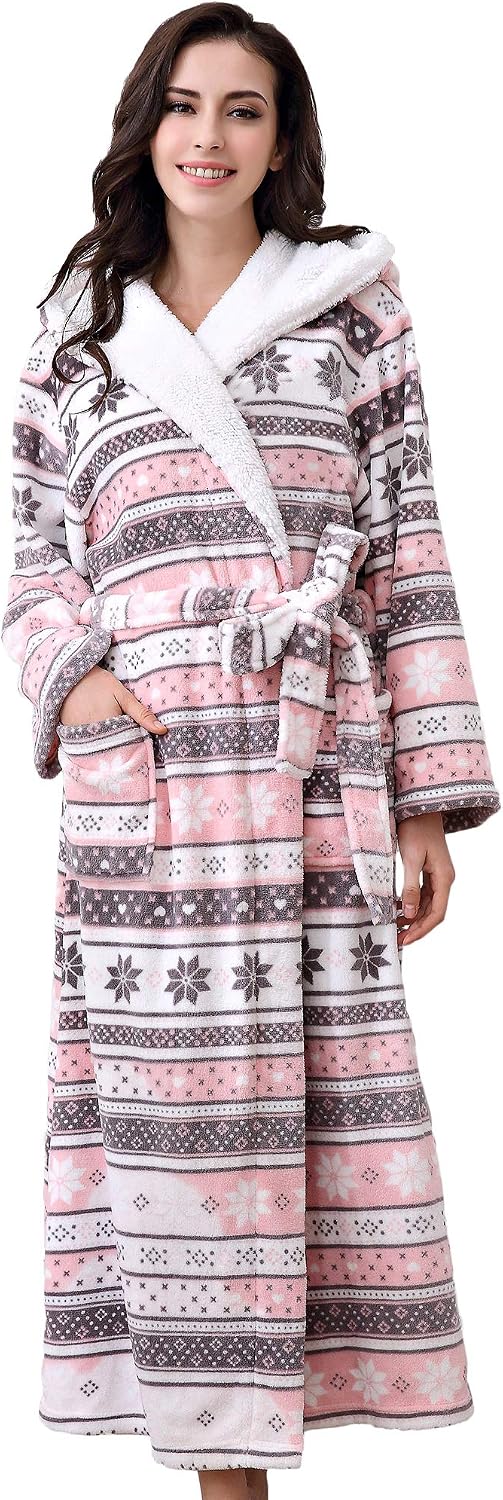 Richie House Women's Plush Soft Warm Fleece Bathrobe Robe RH1591