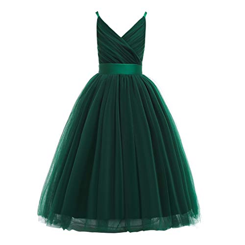 Glamulice Flower Girls Spaghetti Strap Tulle Dress