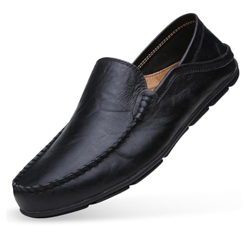 Go Tour Men's Premium Genuine Leather Casual Slip on Loafers Breathable Driving Shoes Fashion Slipper