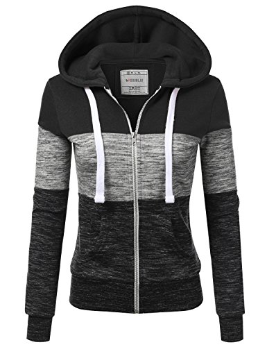 DOUBLJU Lightweight Thin Zip-Up Hoodie Jacket for Women with Plus Size