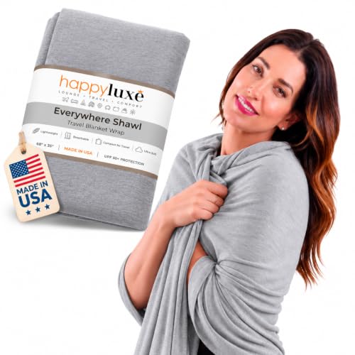 Happyluxe Travel Shawl Wraps for Women - 68x35in Wrap. Lightweight Pashmina, Airplane Travel Blanket Scarf. Made In USA