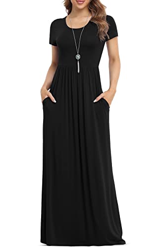 VIISHOW Women Short Sleeve Casual Maxi Dresses with Pockets