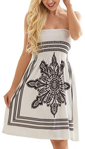 CHICGAL Summer Dresses for Women Beach Cover Ups Strapless Boho Floral Print Sundress