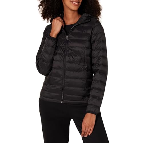 Amazon Essentials Women's Lightweight Long-Sleeve Full-Zip Water-Resistant Packable Hooded Puffer Jacket