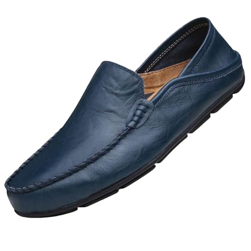 Go Tour Men's Premium Genuine Leather Casual Slip on Loafers Breathable Driving Shoes Fashion Slipper