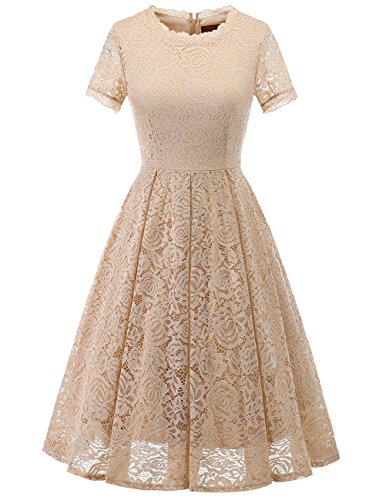 DRESSTELLS Lace Tea-Length Dress