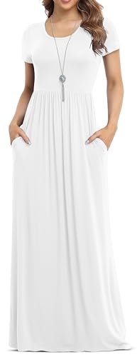VIISHOW Women's Short Sleeve Loose Plain Maxi Dresses Casual Long Dresses with Pockets