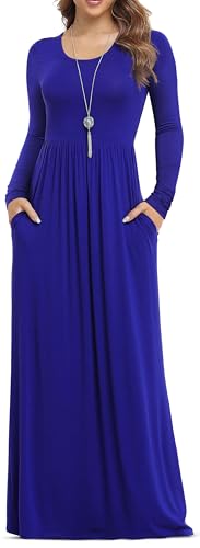 VIISHOW Women's Long Sleeve Loose Plain Maxi Dress
