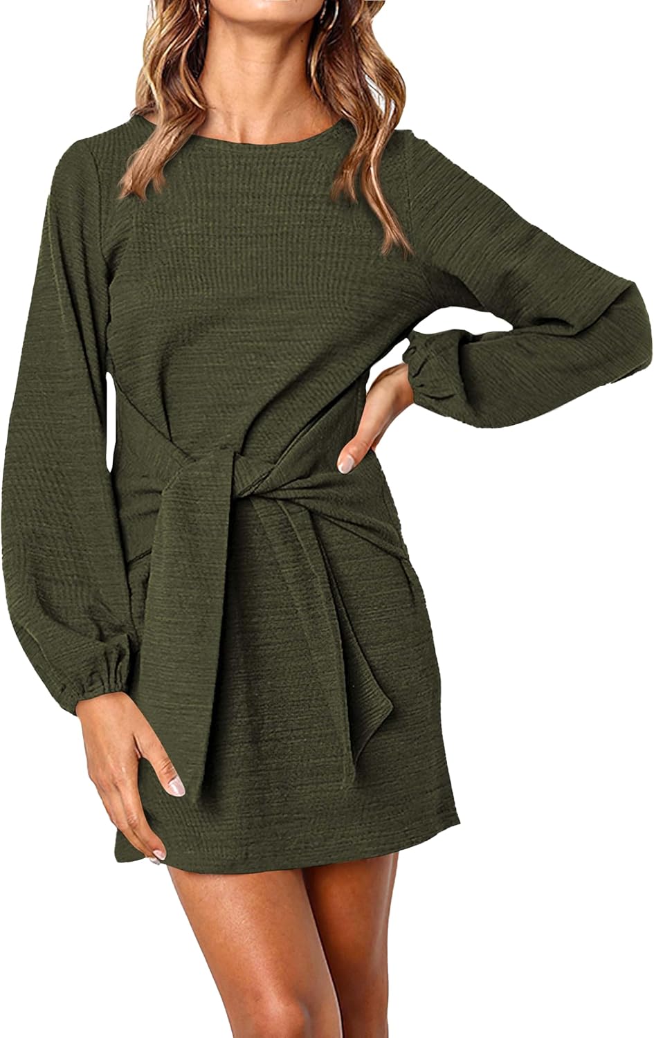 PRETTYGARDEN Tie-Waist Knit Dress