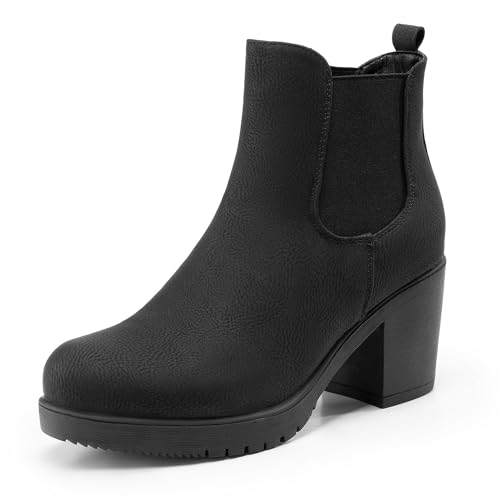 DREAM PAIRS Women's High Chunky Heel Chelsea Ankle Boots