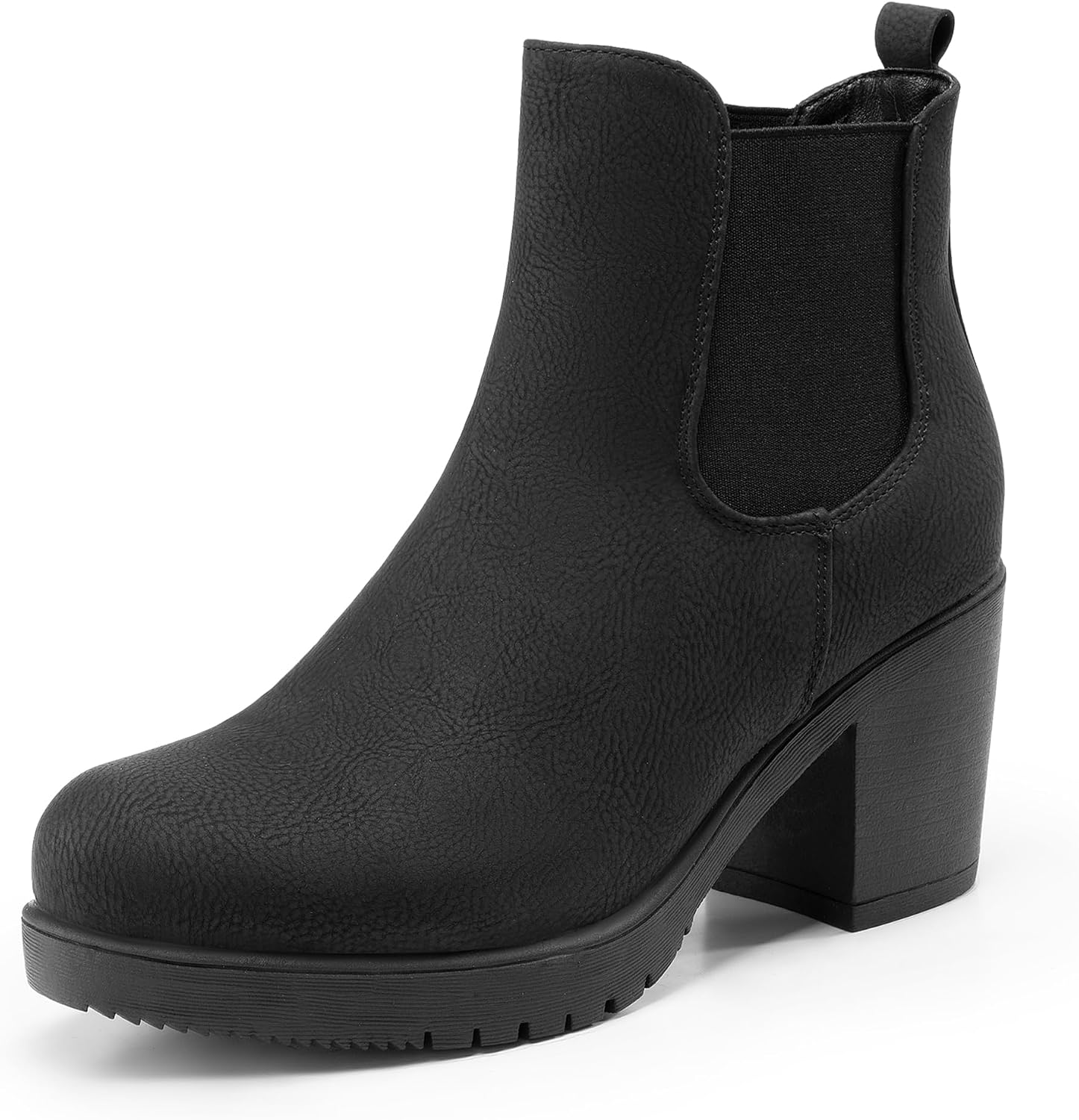DREAM PAIRS Women's High Chunky Heel Chelsea Ankle Boots Slip On Elastic Fall Heeled Booties Shoes