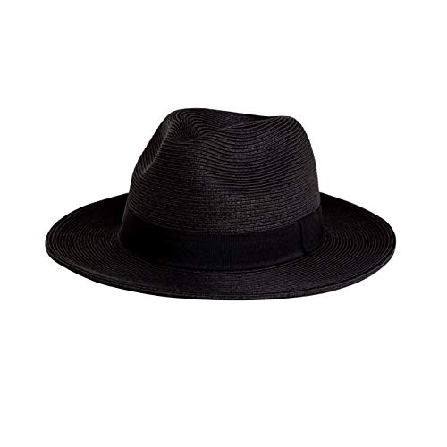 Pineapple&Star Sun Straw Fedora Beach Hat Fine Braid UPF50+ for Unisex