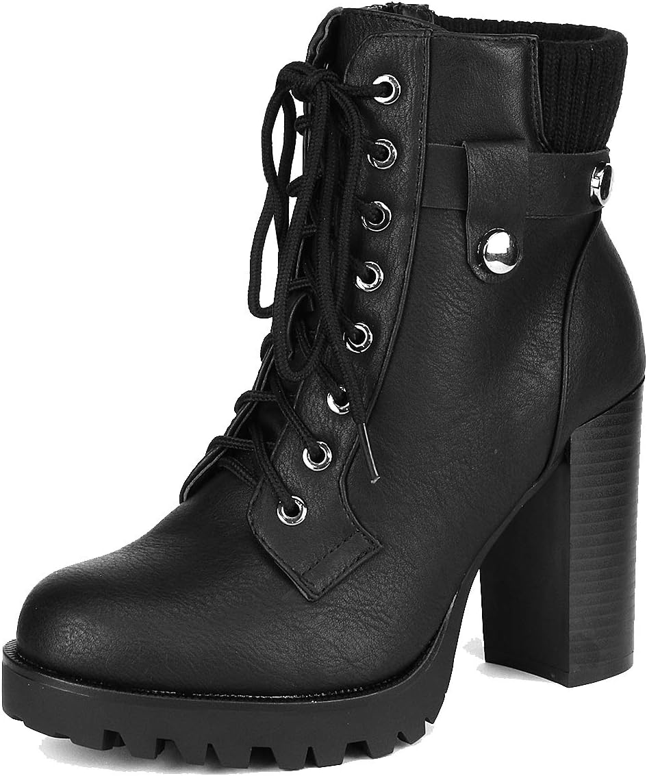 DREAM PAIRS Lace-Up Bootie (Side-Zip)