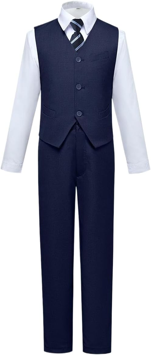 Visaccy Boys Formal Suit Slim Fit Dress Clothes Ring Bearer Outfit Tuxedo Suits,Adjustable Waist