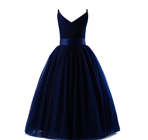Glamulice Flower Girls Spaghetti Strap Tulle Dress Long A Line Wedding Pageant Dresses Princess Birthday Party Ball Gown
