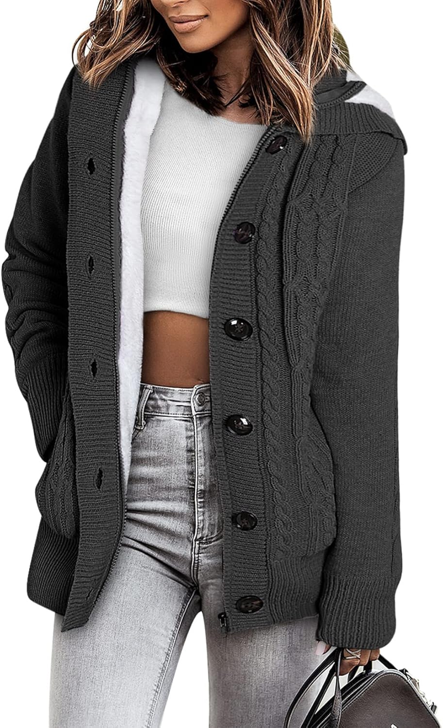 Sidefeel Fleece-Lined Hooded Cardigan